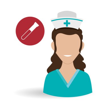 Tıbbi bakım kavramı. Hemşire simgesi. Beyaz arka plan