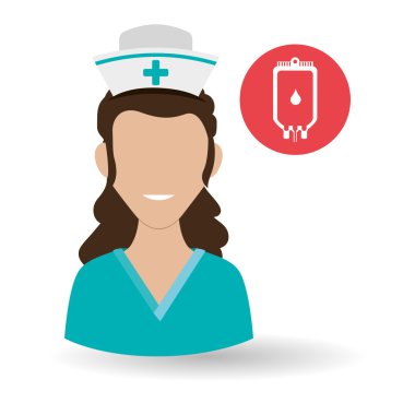 Tıbbi bakım kavramı. Hemşire simgesi. Beyaz arka plan