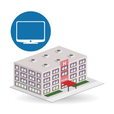 Otel tasarımı. seyahat etmek simge. İllüstrasyon izole ve düz