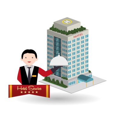 Otel tasarımı. seyahat etmek simge. İllüstrasyon izole ve düz