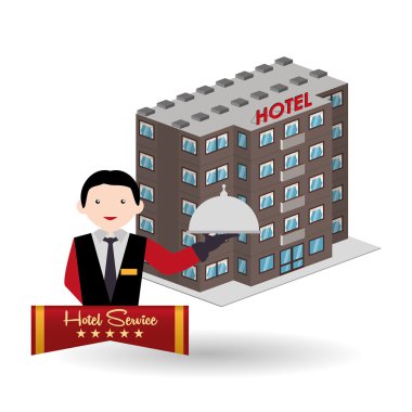 Otel tasarımı. seyahat etmek simge. İllüstrasyon izole ve düz