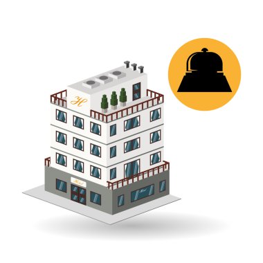 Otel tasarımı. seyahat etmek simge. İllüstrasyon izole ve düz