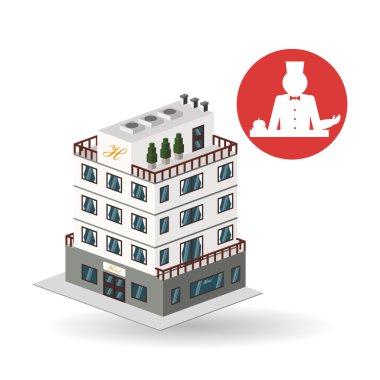 Otel tasarımı. seyahat etmek simge. İllüstrasyon izole ve düz