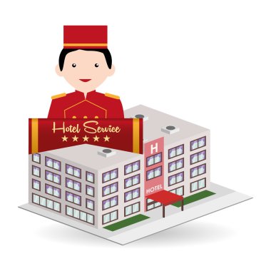 Otel tasarımı. seyahat etmek simge. İllüstrasyon izole ve düz