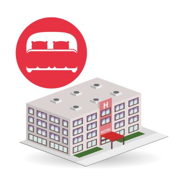 Otel tasarımı. seyahat etmek simge. İllüstrasyon izole ve düz