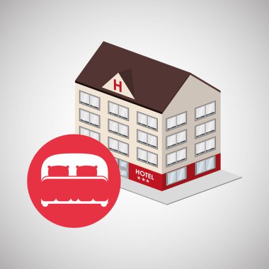 Otel tasarımı. seyahat etmek simge. İllüstrasyon izole ve düz