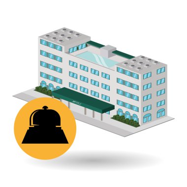 Otel tasarımı. seyahat etmek simge. İllüstrasyon izole ve düz