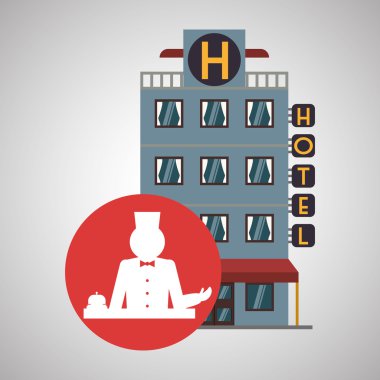 Otel tasarımı. seyahat etmek simge. İllüstrasyon izole ve düz
