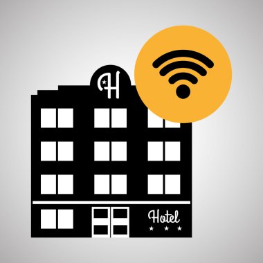 Otel tasarımı. seyahat etmek simge. İllüstrasyon izole ve düz