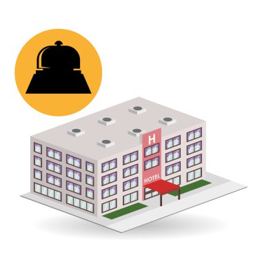 Otel tasarımı. seyahat etmek simge. İllüstrasyon izole ve düz