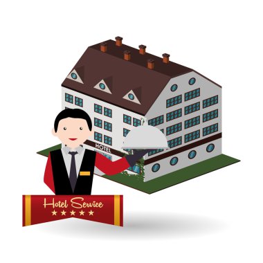 Otel tasarımı. seyahat etmek simge. İllüstrasyon izole ve düz