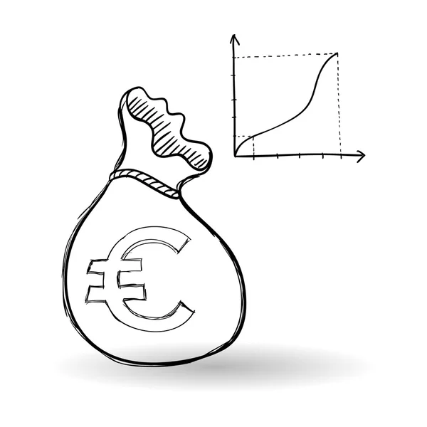 Icono del boceto. concepto de dinero. Ilustración plana — Vector de stock