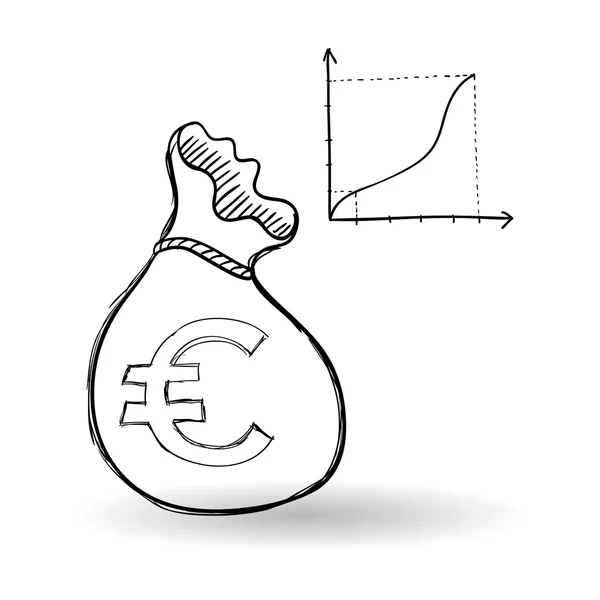 Skizzensymbol. Geldkonzept. Flächendeckende Isolation — Stockvektor