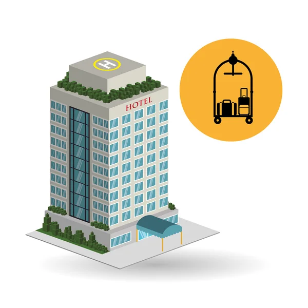 Design van het hotel. reizen-pictogram. Geïsoleerd en vlakke afbeelding — Stockvector