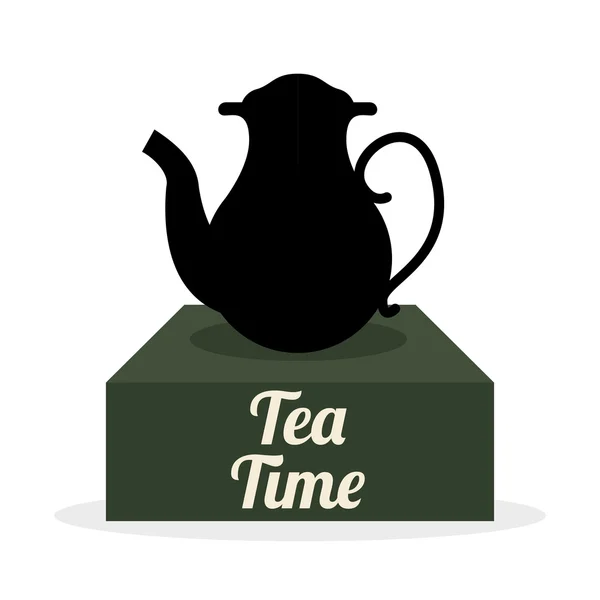 Icono de la hora del té. concepto de bebida. Ilustración plana — Vector de stock