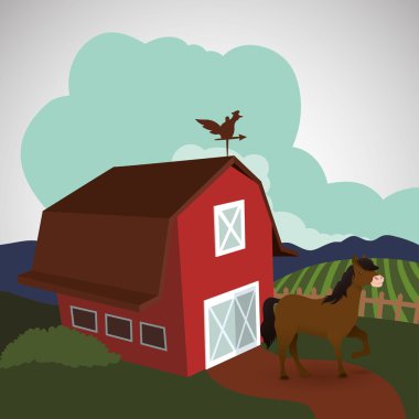 Çiftlik tasarım. istikrarlı simgesi. düz illüstrasyon