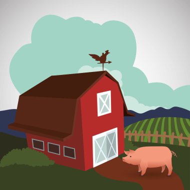 Çiftlik tasarım. istikrarlı simgesi. düz illüstrasyon