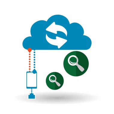 Bulut bilgi işlem tasarım. Gezi simgesi. Düz illüstrasyon, teknoloji vektör