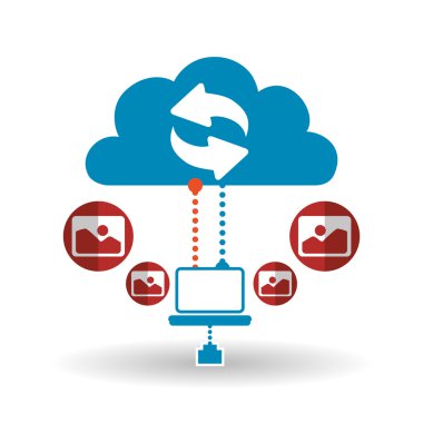 Bulut bilgi işlem tasarım. Gezi simgesi. Düz illüstrasyon, teknoloji vektör