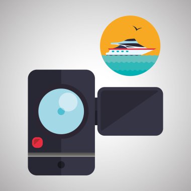 Tasarım seyahat. Gezi simgesi. Düz illüstrasyon