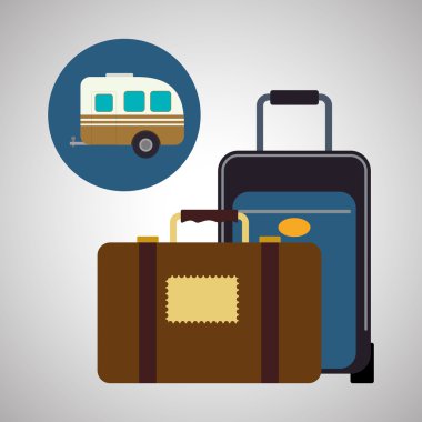 Tasarım seyahat. Gezi simgesi. Düz illüstrasyon