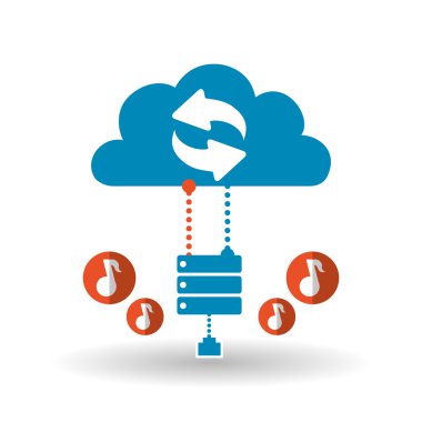 Bulut bilgi işlem tasarım. Gezi simgesi. Düz illüstrasyon, teknoloji vektör