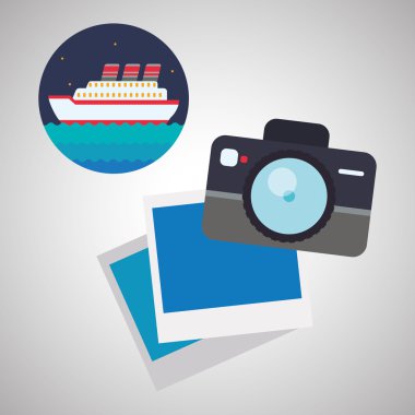 Tasarım seyahat. Gezi simgesi. Düz illüstrasyon