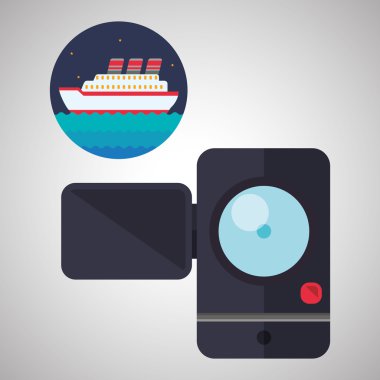 Tasarım seyahat. Gezi simgesi. Düz illüstrasyon