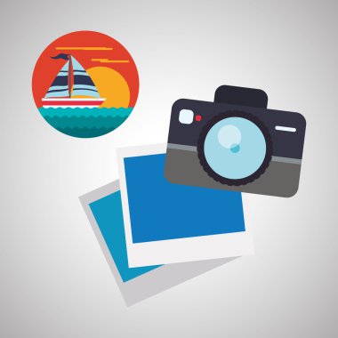 Tasarım seyahat. Gezi simgesi. Düz illüstrasyon