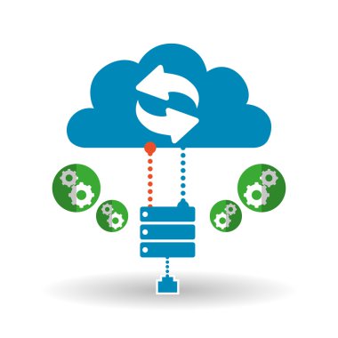 Bulut bilgi işlem tasarım. Gezi simgesi. Düz illüstrasyon, teknoloji vektör