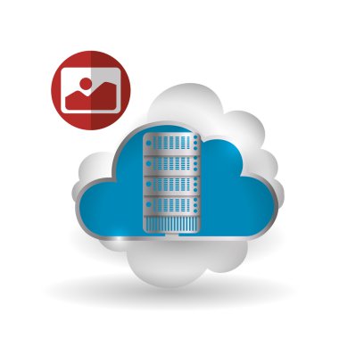 Bulut bilgi işlem tasarım. Gezi simgesi. Düz illüstrasyon, teknoloji vektör