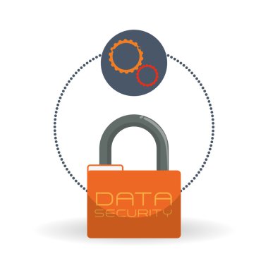 Veri güvenlik tasarımı. Simgeyi koru. Veri Merkezi illüstrasyon