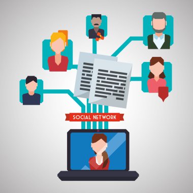 Sosyal ağ tasarımı. Sosyal medya simge. İzole illüstrasyon
