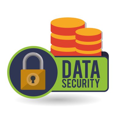 Veri güvenlik tasarımı. Simgeyi koru. Veri Merkezi illüstrasyon