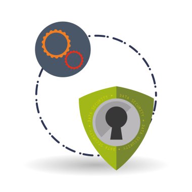 Veri güvenlik tasarımı. Simgeyi koru. Veri Merkezi illüstrasyon