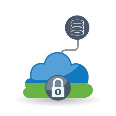 Veri güvenlik tasarımı. Simgeyi koru. Veri Merkezi illüstrasyon