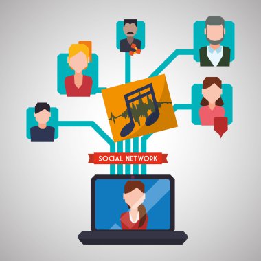 Sosyal ağ tasarımı. Sosyal medya simge. İzole illüstrasyon