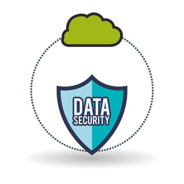 Veri güvenlik tasarımı. Simgeyi koru. Veri Merkezi illüstrasyon