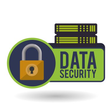 Veri güvenlik tasarımı. Simgeyi koru. Veri Merkezi illüstrasyon