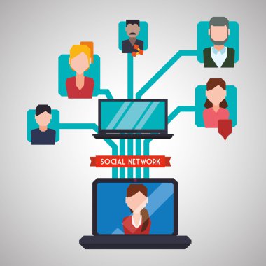 Sosyal ağ tasarımı. Sosyal medya simge. İzole illüstrasyon