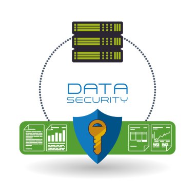 Veri güvenlik tasarımı. Simgeyi koru. Veri Merkezi illüstrasyon