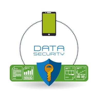 Veri güvenlik tasarımı. Simgeyi koru. Veri Merkezi illüstrasyon