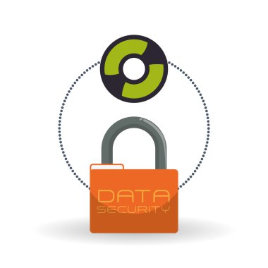 Veri güvenlik tasarımı. Simgeyi koru. Veri Merkezi illüstrasyon