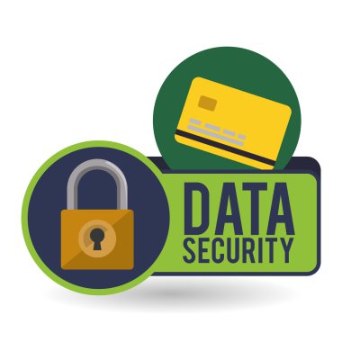 Veri güvenlik tasarımı. Simgeyi koru. Veri Merkezi illüstrasyon