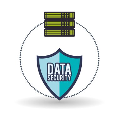 Veri güvenlik tasarımı. Simgeyi koru. Veri Merkezi illüstrasyon