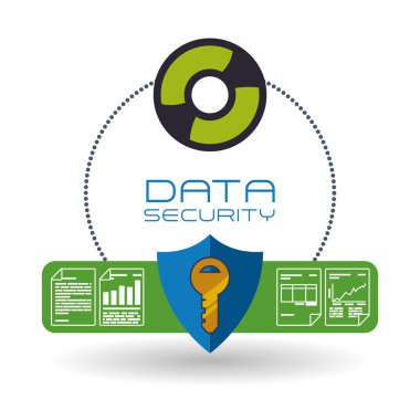 Veri güvenlik tasarımı. Simgeyi koru. Veri Merkezi illüstrasyon