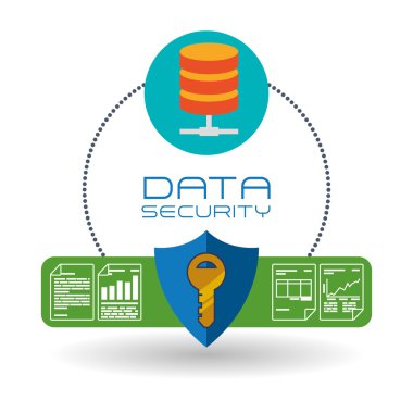 Veri güvenlik tasarımı. Simgeyi koru. Veri Merkezi illüstrasyon