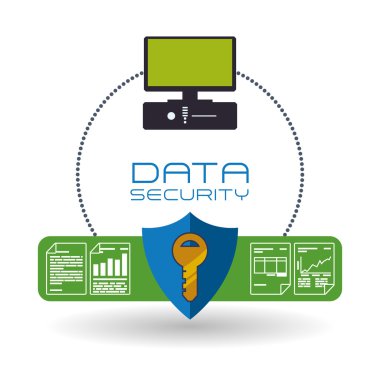 Veri güvenlik tasarımı. Simgeyi koru. Veri Merkezi illüstrasyon