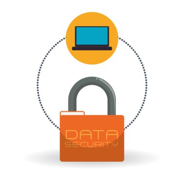 Veri güvenlik tasarımı. Simgeyi koru. Veri Merkezi illüstrasyon