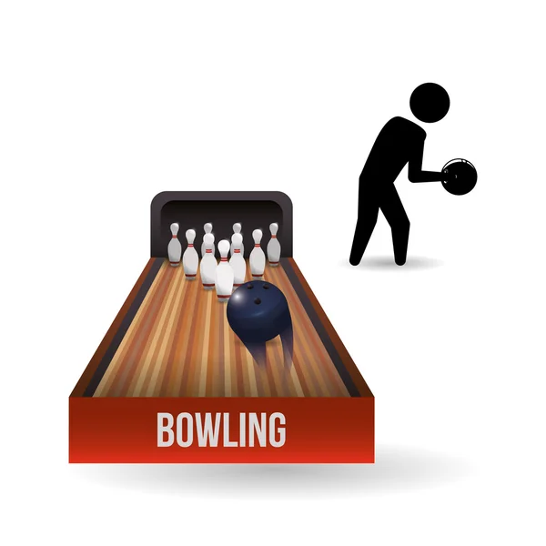 Bowling-Design. Sportikone. flache Abbildung, Sportvektor — Stockvektor